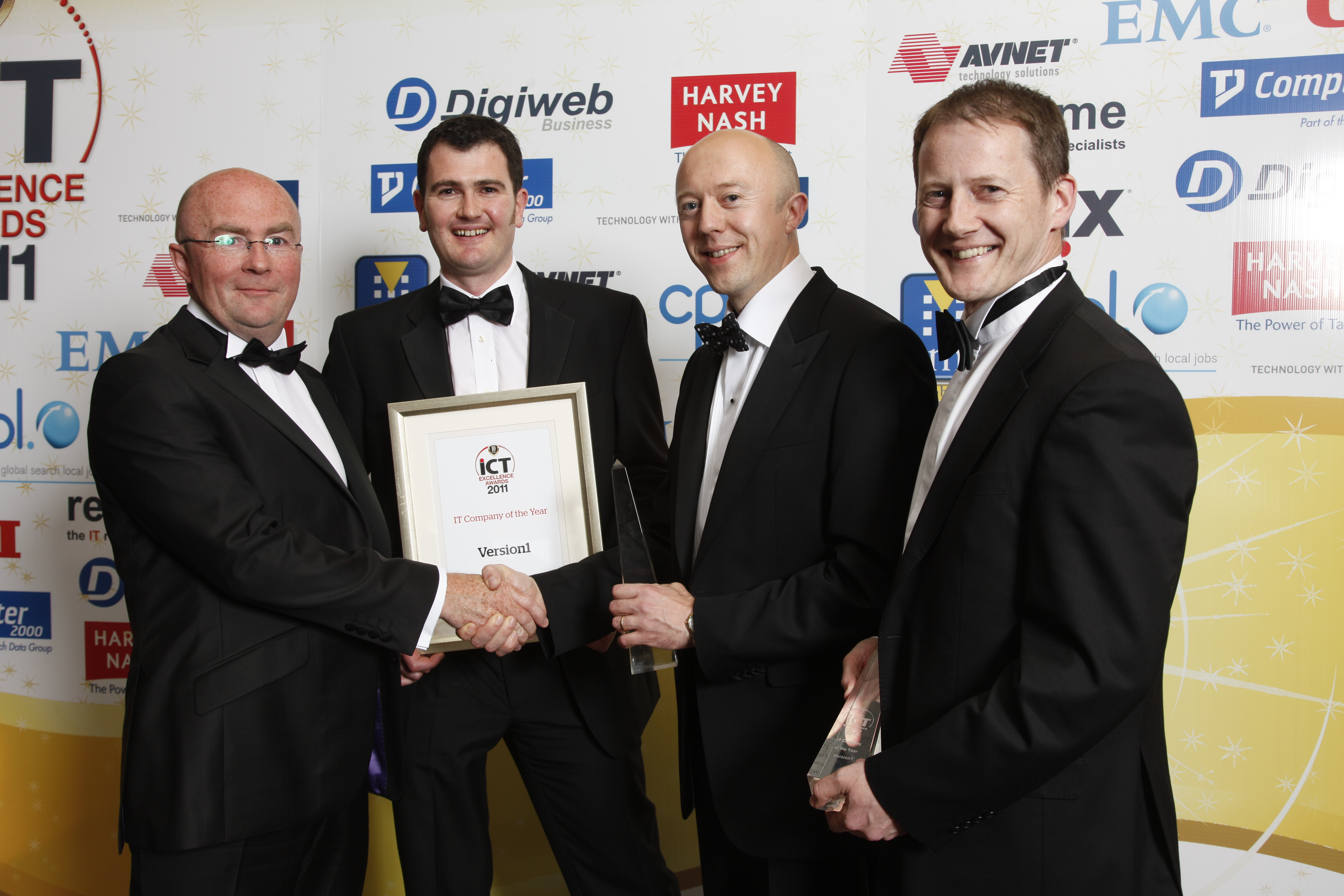 Version 1 pictured accepting the 2011 ICT Excellence Company of the Year Award.