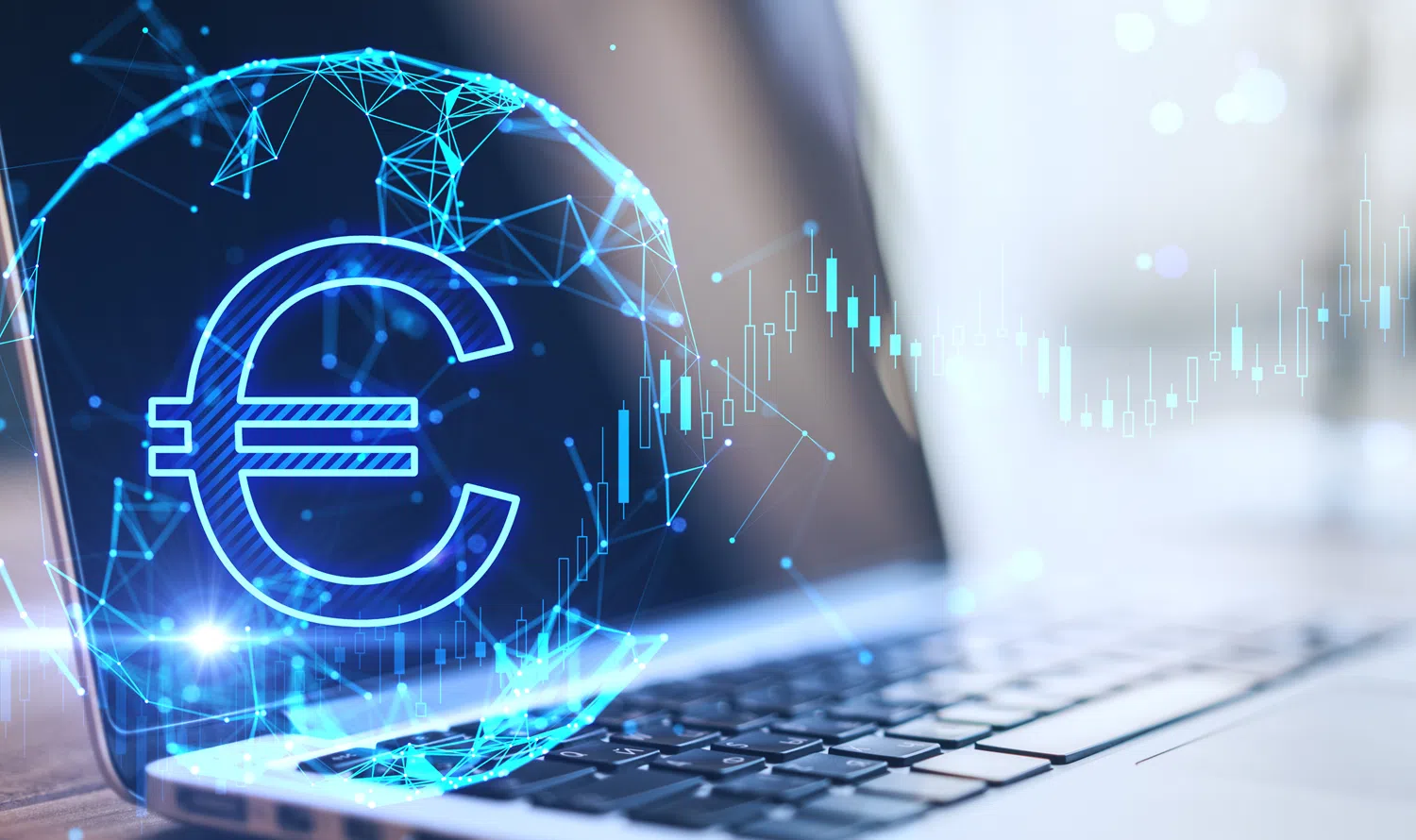AI Tokenomics concept showing digital cost management, token consumption tracking and AI spend optimisation on a laptop with financial analytics and euro currency symbol.