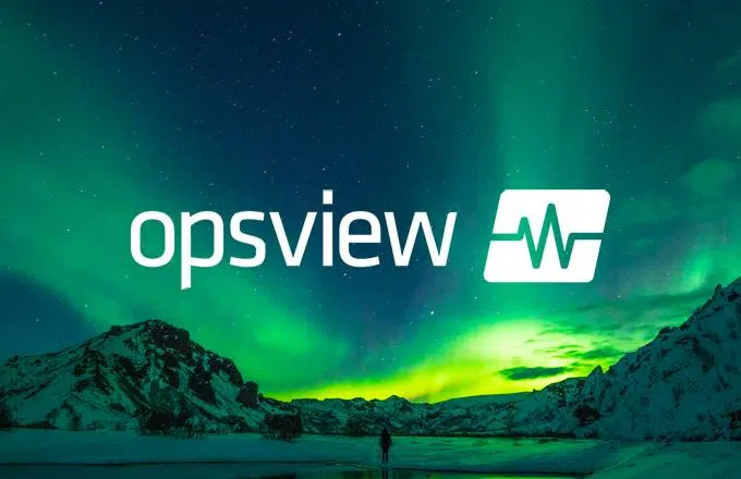 Opsview logo laid over an image of the northern lights