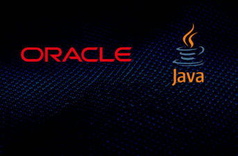 Image shows Oracle and Java logos overlaid on deep blue background
