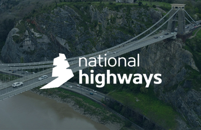 National Highways logo in centre of bridges image