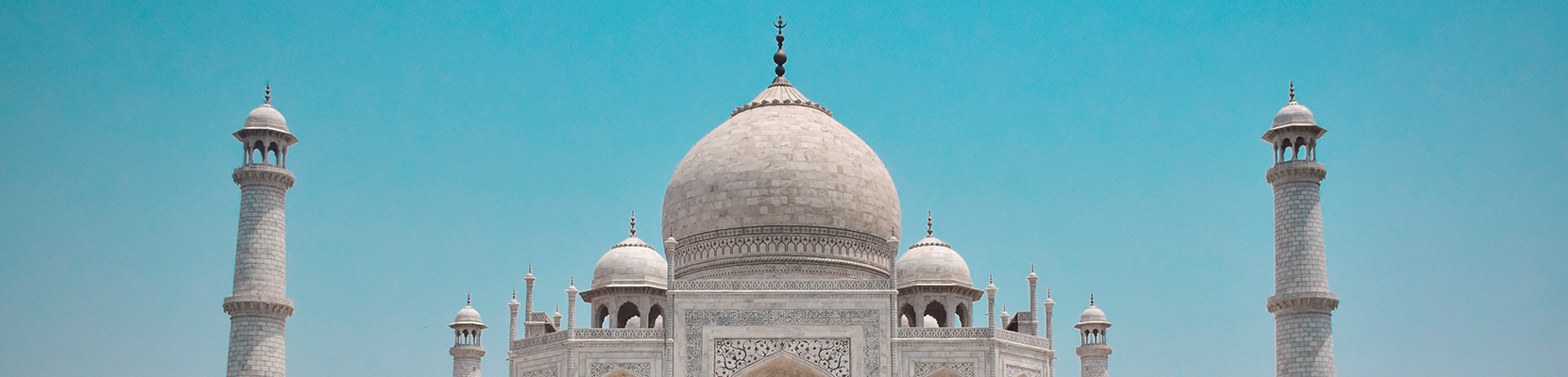 Taj Mahal with blue sky behind