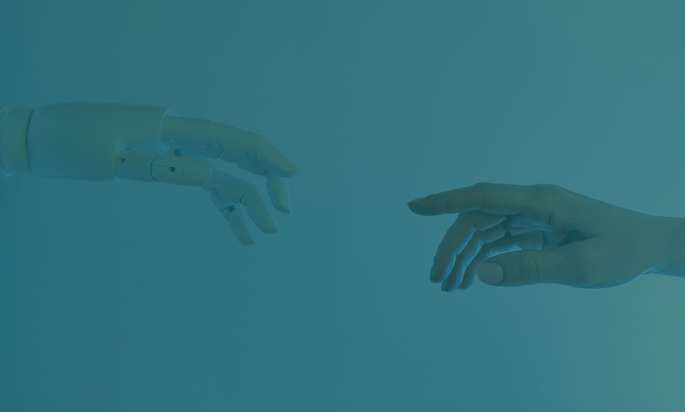 robot and human hand