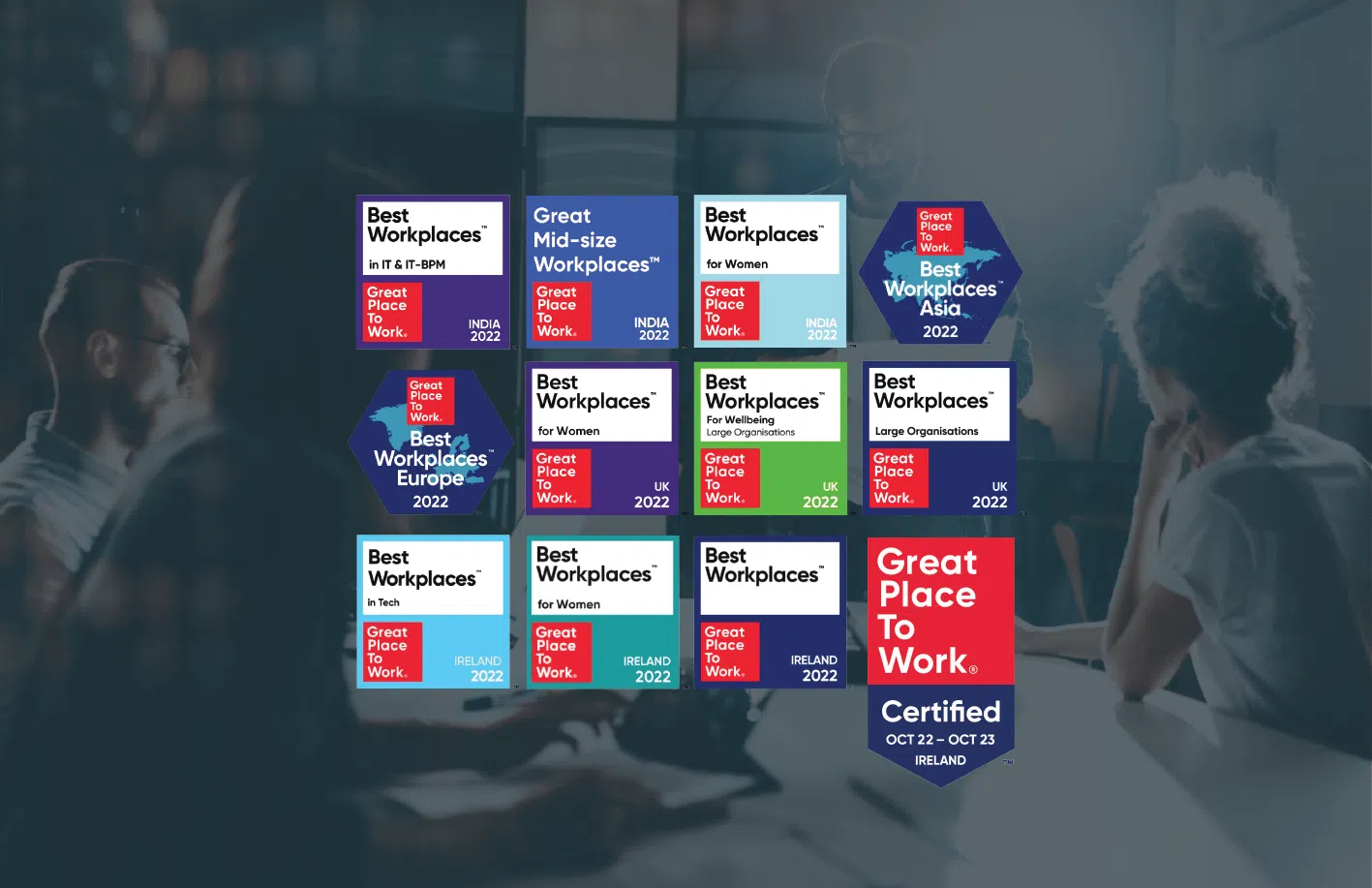 A series of 12 variations of a Great Place to Work logos