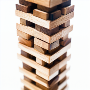 This image shows a Jenga tower standing tall.
