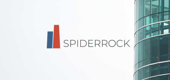 Image of SpideRock logo alongside a green building