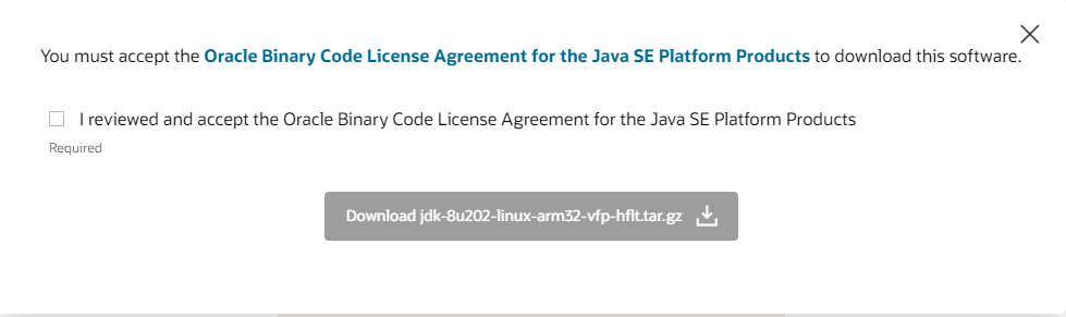 Screenshot of Java Licensing Terms