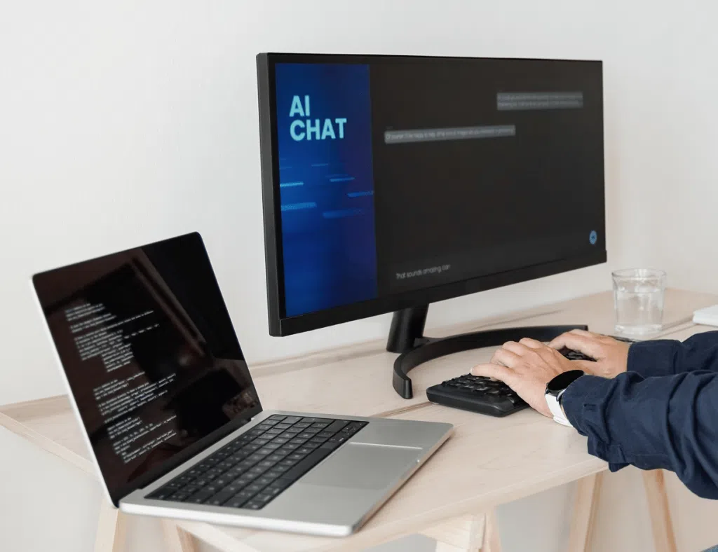 Computer screen and laptop