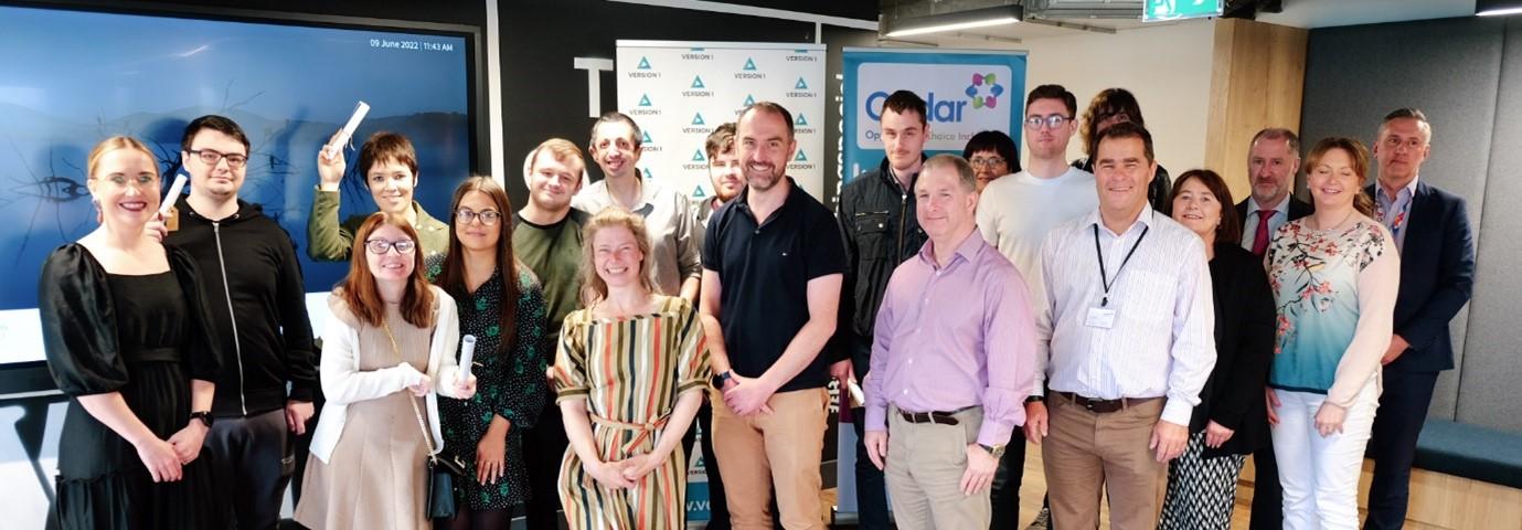 A group photo of Inclusion Work programme participants along with Jude McVitty, Version 1 Social Value Manager.