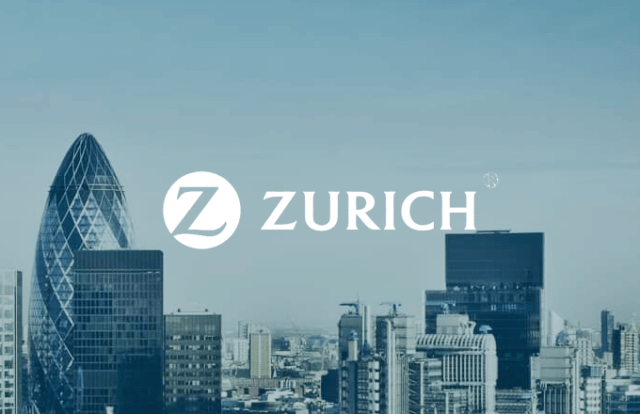 Zurich logo over an image of a London skyline