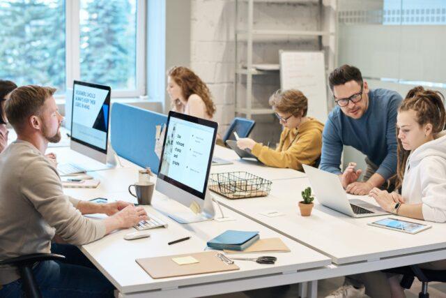 People working in moder office