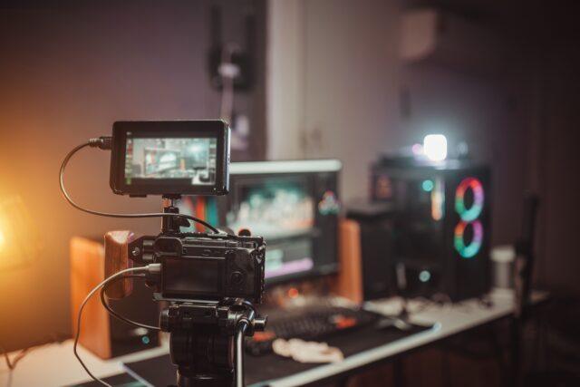 photoshoot set up. photographing a computer and monitor