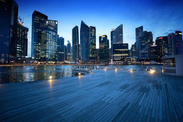 City Wharf skyline at dusk