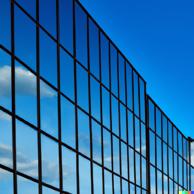 Glass facade of a building