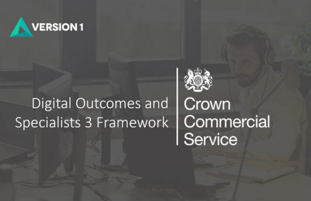 Crown Commercial Service Supplier logo laid over an image of a man at a laptop