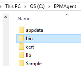 EPM Integrator Agent Bin Folder