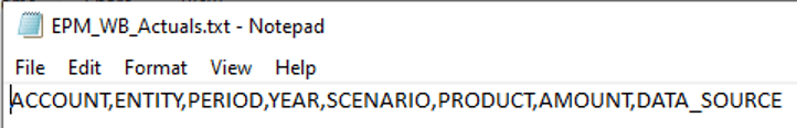 EPM WB Actuals