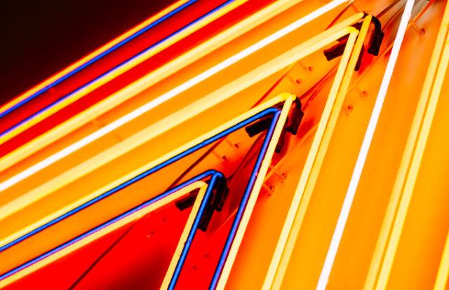 Close up of orange neon lights