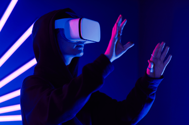 person wearing VR headset