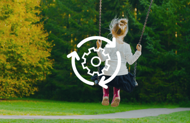 icon over image of girl on swing