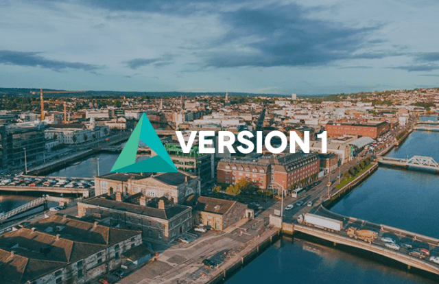 Version 1 logo over an Image of Munster