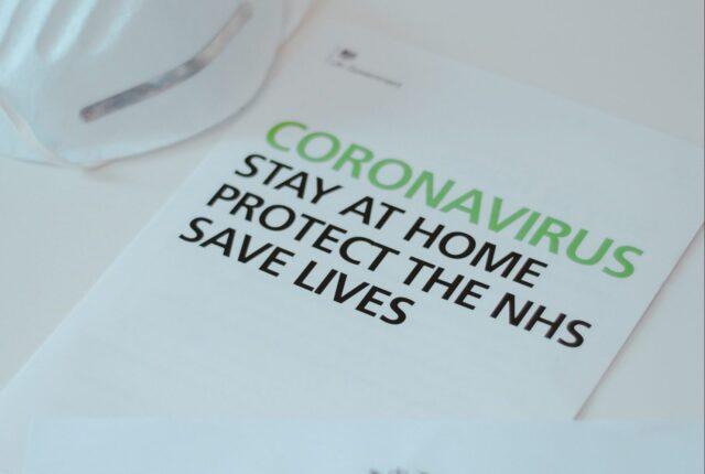 Leaflet that says 'CORONAVIRUS STAY AT HOME PROTECT THE NHS AND SAVE LIVES'