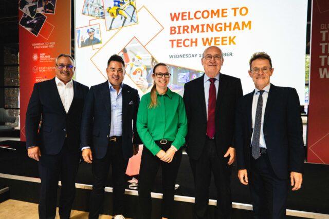 Five people at the Welcome to Birmingham Tech Week event.