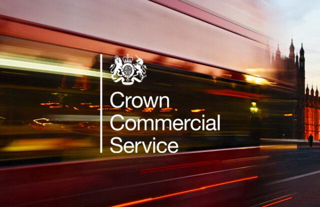 Crown Commercial Service logo laid over an image of London