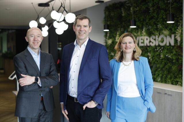 From L-R: Version 1 CEO Tom O’Connor, CFO Patrick Cooney, COO Louise Lahiff.