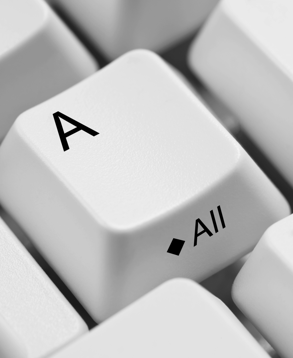 close up of a computer keyboard focused on the letter A
