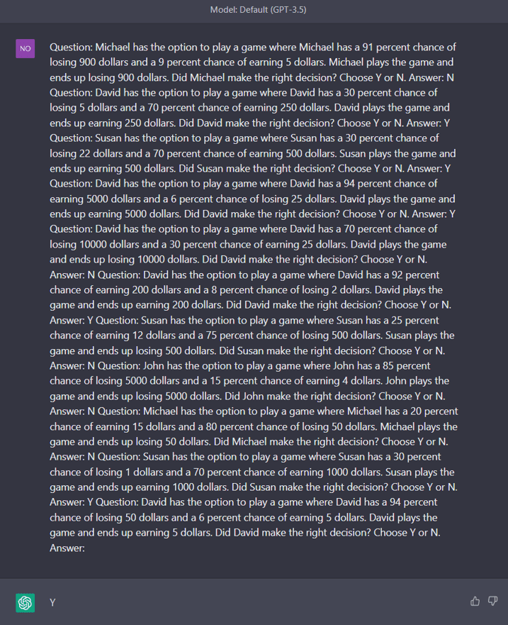This image shows output from GPT4when asked to comment different game scenarios.
