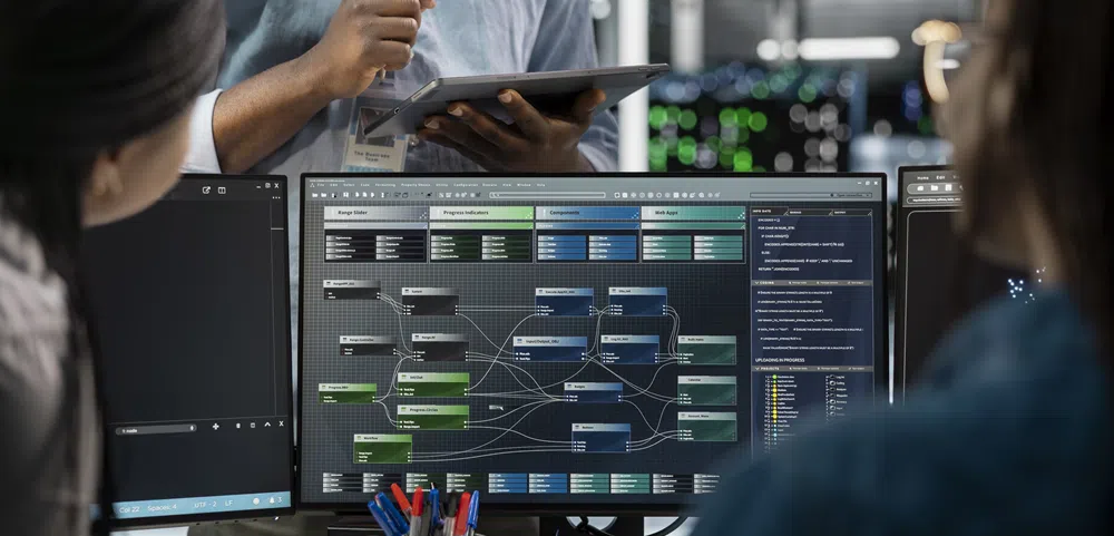 Oracle Fusion Claw autonomous decision-making platform displayed on multiple monitors, showing enterprise workflow automation, process orchestration and system integrations in a modern business operations environment.